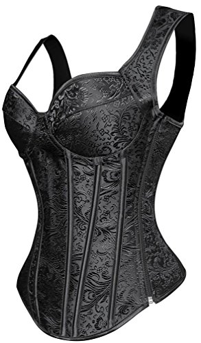 EUDOLAH Damen Retro Schwarz Corsage Vintage Vollbrust Bustier Korsett Top mit Träger – Bild 4