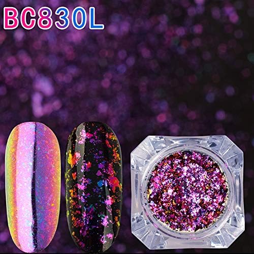 BEAUTYBIGBANG 0.1g Chameleon Effect Flake for Nails Sequins Mirror Glitter Powder Chrome Pigment Paillettes Glitter for Nails Dust (BC830L)