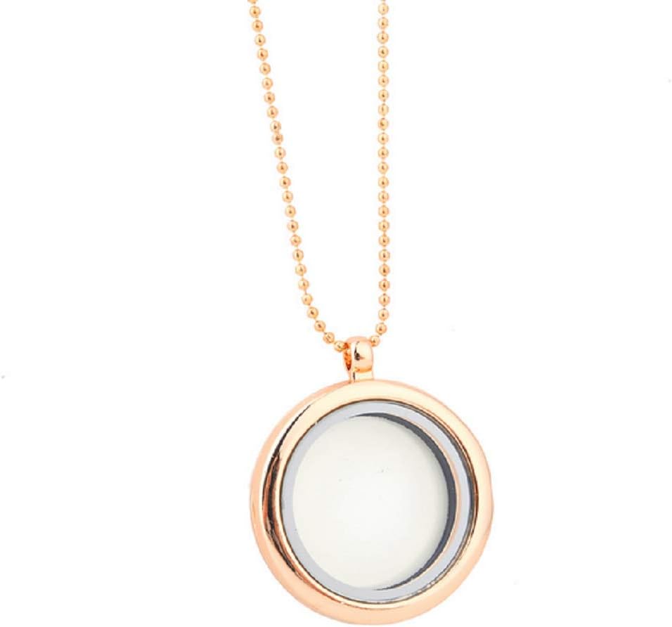 Living Memory Floating Locket Necklaces Women&Men Round Glass Pendant Chain Jewelry Gift Magnetic Closure (Gold)