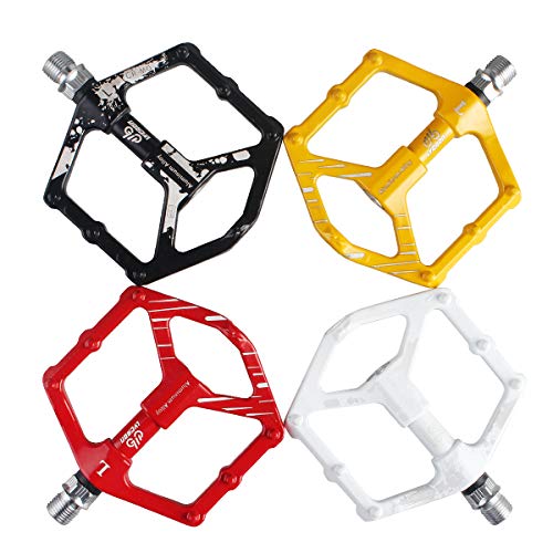 LYCAON Bicycle Pedals Aluminum Alloy Casting Body 2DU Bearing Lightweight Road Mountain Bike Pedals for MTB BMX (Yellow)