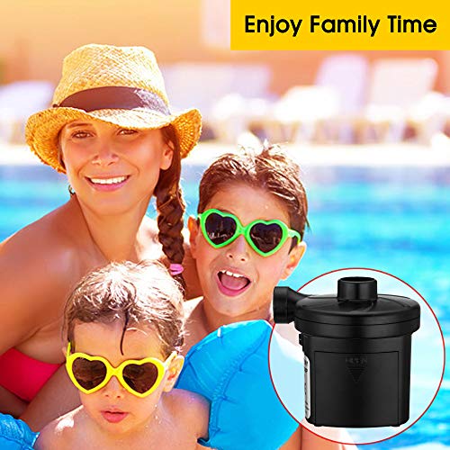 sanipoe Battery Powered Air Mattress Pump, Electric Quick-Fill Blower Portable Inflator Deflator for Inflatables Raft Bed Boat Pool Toy, Black - Thumbnail 5