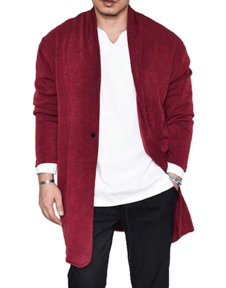 Qiangjinjiu Mens Long Sleeve Draped 