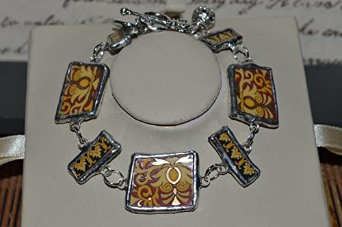 Recycled Broken Versace China Jewelry, Medusa Red Bracelet