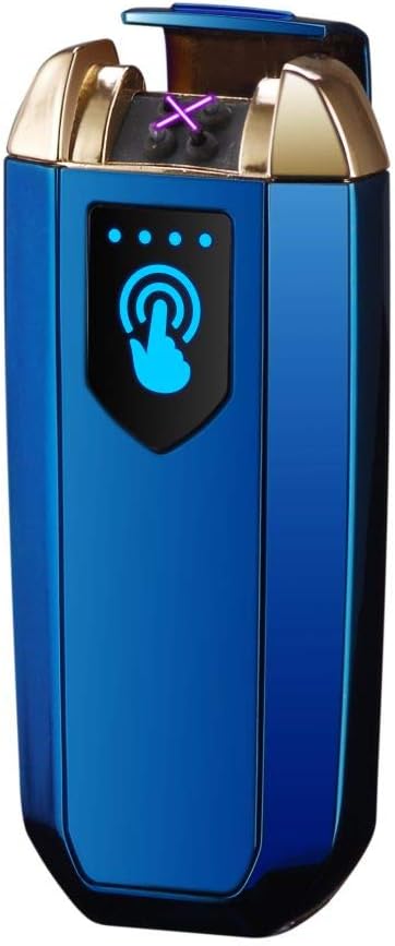 LINGAN Dual Arc Plasma Lighter USB Lighter Touch Switch Electric Creative Rechargeable Windproof Flameless Butane Free Lighter Good for Cigar，Cigarette (Blue)
