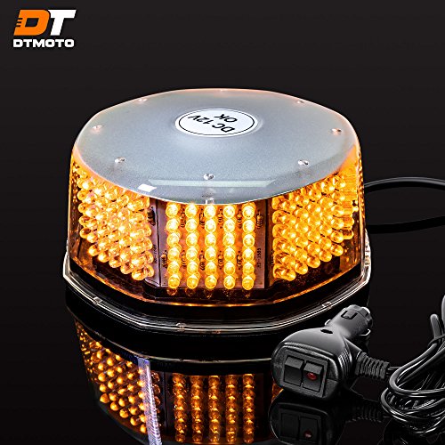DT MOTO 2.5″ by 5.25″ Low-Dome 240-LED Amber Emergency Strobe Beacon Light w/ 240-LEDs, 14-Patterns, Waterproof, and Magnetic Mount – Vehicle Warning Flashing Rotating Roof Safety Hazard Light