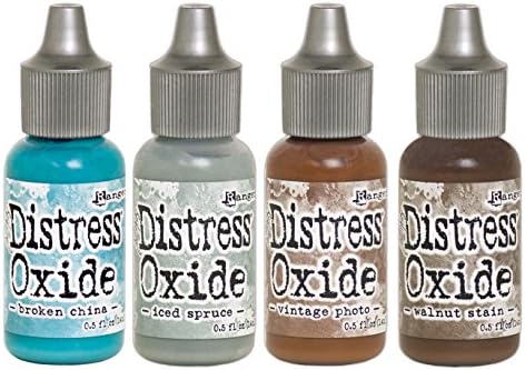 SPECIAL BUNDLE: Ranger Tim Holtz Distress Oxide Reinkers 4 Pack - Broken+Iced+Vintage+Walnut (D3)