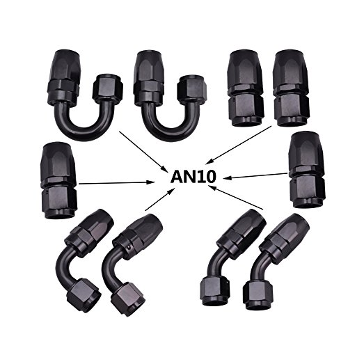 EVIL ENERGY 16Ft 10AN Nylon and Stainless Steel Braidied Oil Gas Fuel Line + 10pcs AN10 Hose Fitting Kit Black - Thumbnail 2