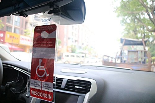 Handicapped Parking Placard Holder (2 Pcs)- Disabled Parking Permit Holder - Placard Protective With Larger Hook Fit Rearview Mirror - Thumbnail 5