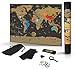 Scratch Off World Map Poster- Detailed Black & Gold Brown Travel Tracker Deluxe Edition Traveler Gift Set - Wall Art with Flags, Magnified Caribbean View & United States Outlined by Grynn(TM)