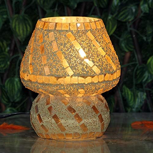 Stylish Mosaic Work Glass Lamp Table Lamp Multi Color by Brahmz