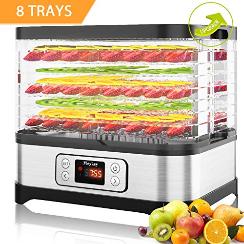 Food Dehydrator Machine - Jerky Dehydrators with 8 Trays, Digital Timer and Temperature Control,(BPA Free, 400Watt)