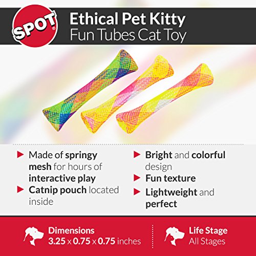 Ethical Pet - Spot Catnip Cat or Kitten toy, Colorful Fun Tubes. Interactive bouncy cat toy