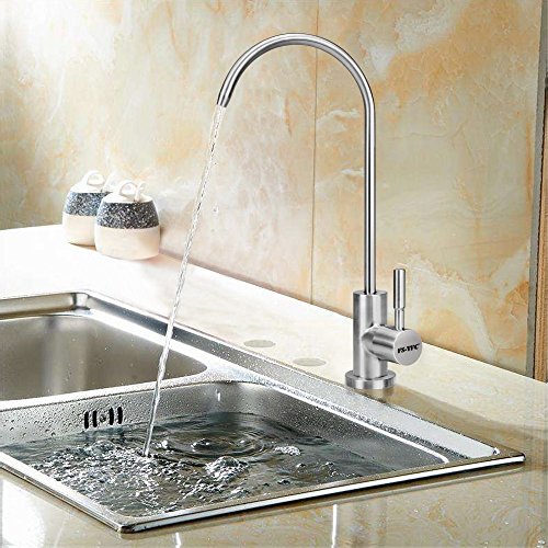 FS-TFC Kitchen Water Filter Faucet Kitchen Bar Sink Drinking Water Faucet Fits most RO Units or Water Filtration System Brushed Finish Not Chrome,Lead-Free,1/4-inch Tube - Thumbnail 4
