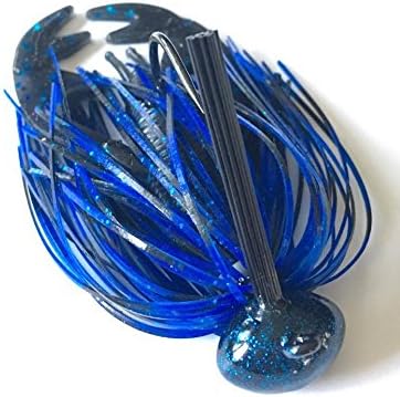Screwy Lewy Lures Football Bass Jigs with Craw Trailer (Black and Blue Craw, 3/8 oz)