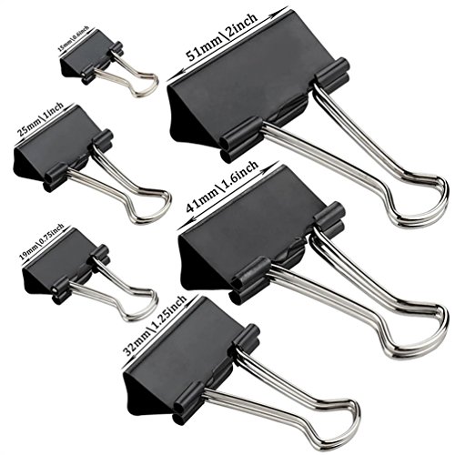 100PCs Binder Clips Paper Clamps -LANGSHOP Assorted Sizes Chip Bag Clips for Office,Home,Kitchen,Outdoor