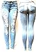 LIGHT BLUE WOMENS Denim Stretch JEANS Destroy Skinny LEG Ripped Distressed Pants