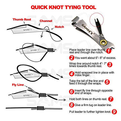 SAMS FISHING Pin on Reel & Combo Line Nipper Cutter Braid Snips - Fly Fishing Zinger & Line Nippers With Knot Tying Eye Cleaner Fast Tie Combo Tool (A072)