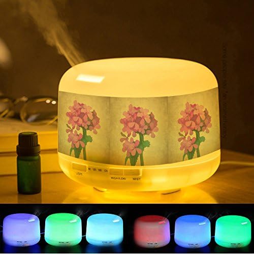 Essential Oil Diffuser, Aroma Cool Mist Humidifier, 7 Color LED Lights Changing Customized Pattern -223.Flower, Flowers, Phlox, Drawing