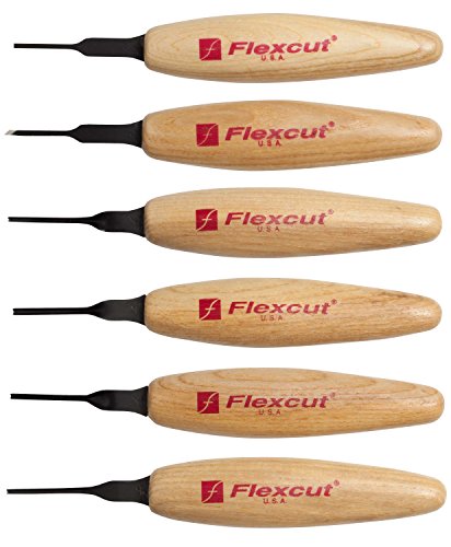 Flexcut Carving Tools, 1.5Mm Mixed Profile Micro Tool Set, High-Carbon Steel Blades, with Solid Ash Handle, Set of 6 (MT910)