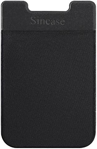 Sincase Ultra Thin Stick-on Lycra Card Holder Self Adhesive Credit Card Wallet Cash ID Pocket for Back of iPhone, Samsung, Most Cellphone &amp; Cases, Black