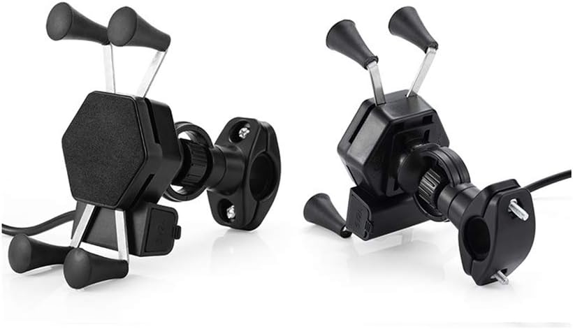 VANKER Bike Handlebar Phone Mount Motorcycle Cellphone Holder With USB Charger for 3.5-6 inch Phones Black - Handlebar