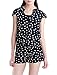 Allegra K Women Casual Drawstring Split Neck Cartoon Cat Romper
