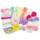 Baby Shower Games Party Supplies Station DIY Headband Kit by JLIKA - Make 20 Headbands and 2 Clips - DIY Hair Bow Kit - Pastel Collection (Small Size)