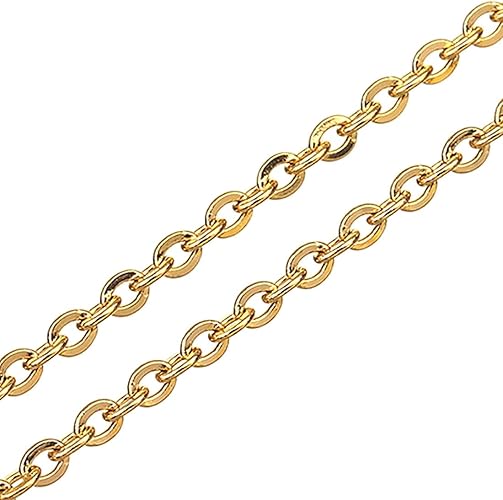 Amazon J ステンレス チェーン パーツ 切り売り 量り売り 材料 部品 Diy 1 5mmフラットあずき 小豆 ゴールド ステンレスチェーン 10cm単位 鎖 シンプル キーチェーン ボディピアス 通販