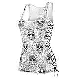 Bocaoying Women's Skull Printed Summer Vest Shirt Casual Sleeveless Tank Top