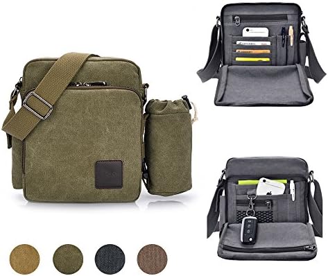 GuiShi(TM) Multifunctional Canvas Small Messenger Bag Casual Shoulder Bag Travel Organizer Multi-pocket Purse Handbag Crossbody Bags