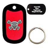 Custom Engraved Pet Tag - Mad Crossbones Skull - Red - Dog Tag - Tag-Z Wag-Z
