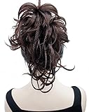 Kalyss 12 inch Short Wavy Culry Ponytail Handmade Braid Hair Extension With Claw Clip In Hairpiece