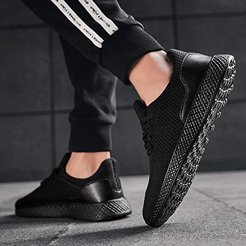 Running Basketball Shoe,Men Net Surface Flat Non-Slip Breathable Lightweight Youth Sports Sneakers Gym Training Shoes (B_Black, US:7) - Thumbnail 3