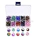 KINGYAO Beads for Jewelry Making Crackle Glass Beads for Bracelet jewerly Making Supplies with Elastic Cord .Beads for Bracelet with Plastic Box 8mm Beads 200Pcs (8mm)
