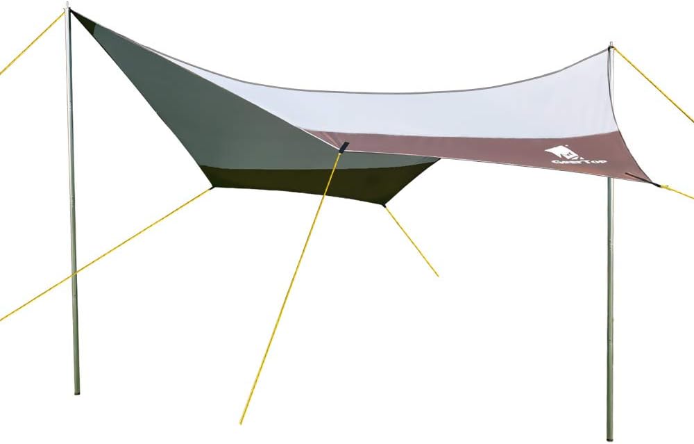 GEERTOP 14 x 13 ft Backpacking Tarp Sun Shelter Ultralight Waterproof Hammock Rain Fly Camping Tarp 4-7 Person Lightweight Camping Gear & Accessories for Hammock Tent, Hiking Travel