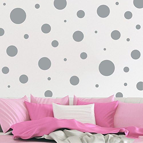 Assorted Vinyl Polka Dots circle wall decals vinyl stickers nursery decor (Gray/set of 32)