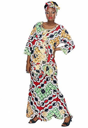 African Planet Women's Swahili Inspired Green Geometric Print A-Line Skirt Set