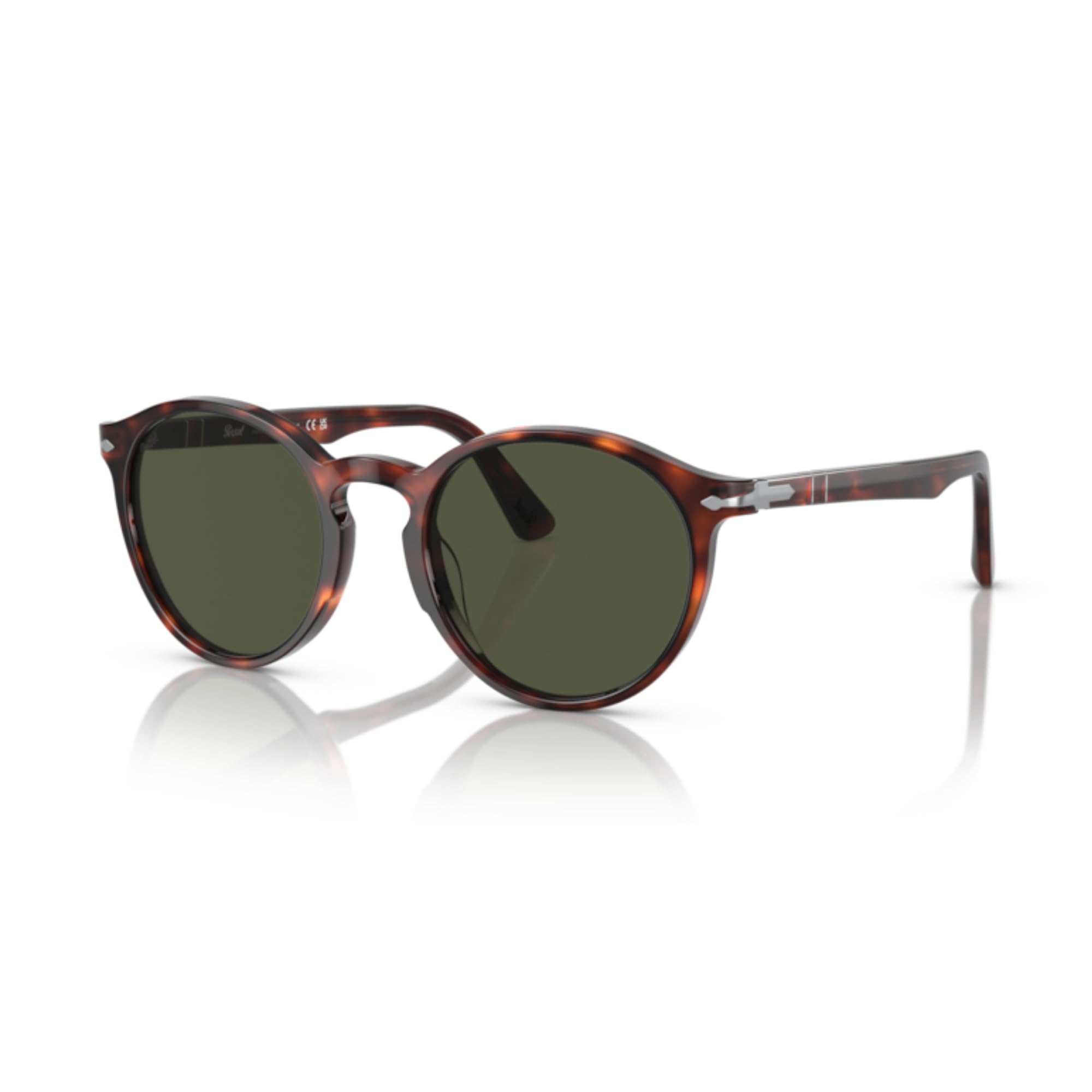 Photo 1 of Persol PO3171S 24/31 52MM Havana/Crystal Lens Green Round Sunglasses for Men +Bundle with Accessory Eyewear Kit