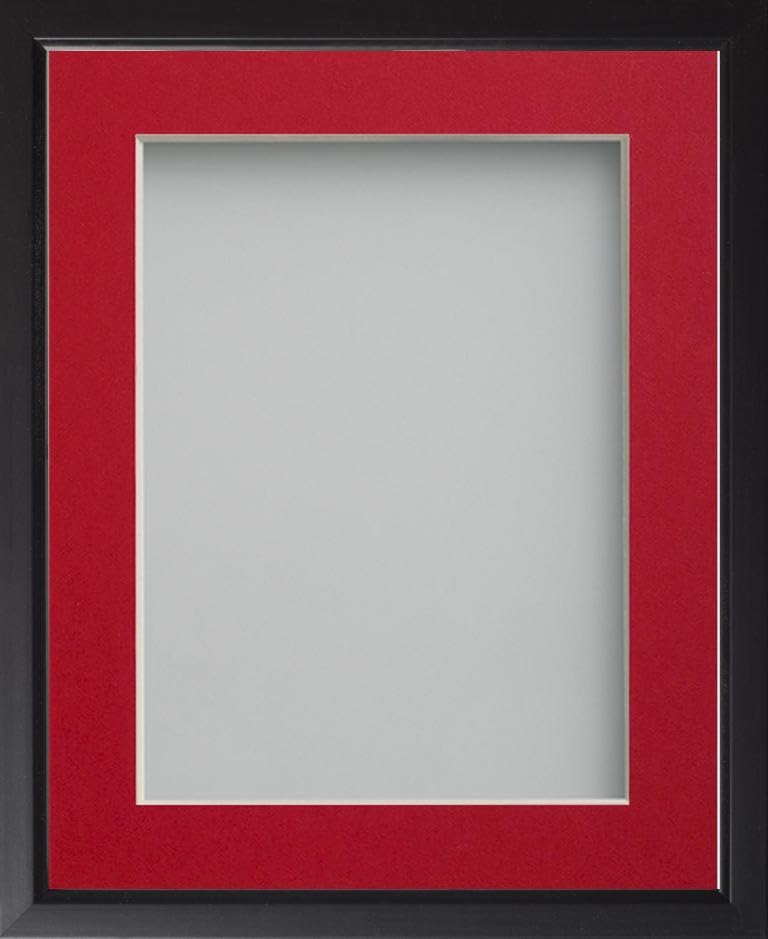 Frame Company Drayton Range Black Frame with Red Mount, A4 for 10x6 *Choice of Sizes* Fitted with Real Glass