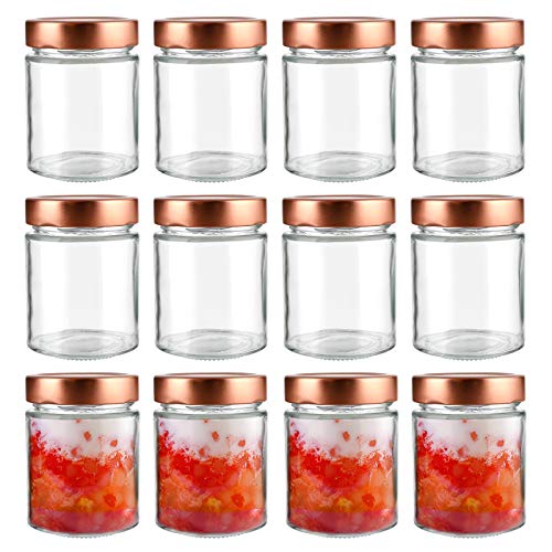 Yopay 12 Pack 5oz Glass Jars with White/Gold Lids, Blind Box Mason