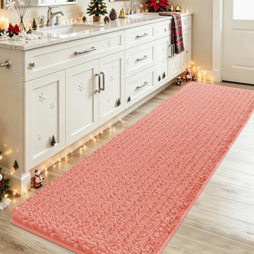 ACCUMTEK Extra Long Luxury Coral Bathroom Rug Mat 70x24