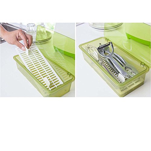 AIYoo Flatware Tray Kitchen Drawer Organizer With Lid And Drainer