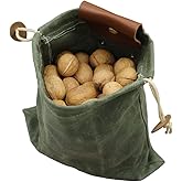 Wugebud 1 Pcs Camping Outdoor Foraging Bag Leather Waxed Canvas Foraging Pouch Leather Belt Pouch Fruit Picking Bag for Camping Outdoor Waist Hanging Tool Bag Jungle Travel Bag