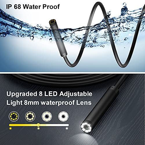 Wireless Endoscope,Upgrade IP68 Waterproof HD Inspection Camera,WiFi Borescope Flexible Semi