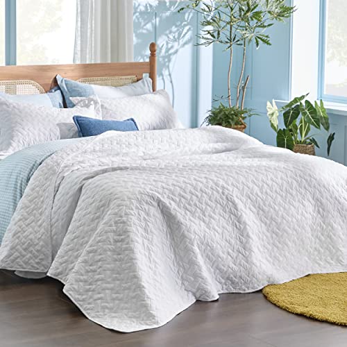 Bedsure King Size Quilt Set Lightweight Summer Quilt King White