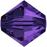 100pcs Authentic Preciosa Loose Faceted Bicone Crystal Beads 4mm Deep Tanzanite (Purple) Compatible with Swarovski Elements Crystals for Jewelry Making Pre-B434