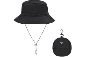 MOODKEY Waterproof Bucket Rain Hat with Chin Strap, Packable Sun Hat Men Women Summer Lightweight Hiking Outdoor Cap