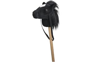 TOUGH 1 JT International Plush Stick Horse with Multiple Sounds Black