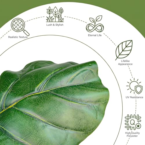 30" Artificial Fiddle Leaf Fig Tree, Realistic Fake Plants Faux Trees Indoor with Cotton Rope Basket, Artificial Plants Indoor for Apartment Home Living Room Office Decor