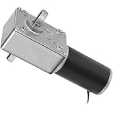 Greartisan DC 12V 3RPM 12Kg.cm 8mm Doulbe Shafts Self-Locking Reversible Worm Gear Motor with Cable, High Torque Speed Reduction Motor, Turbine Electric Gearbox Motor